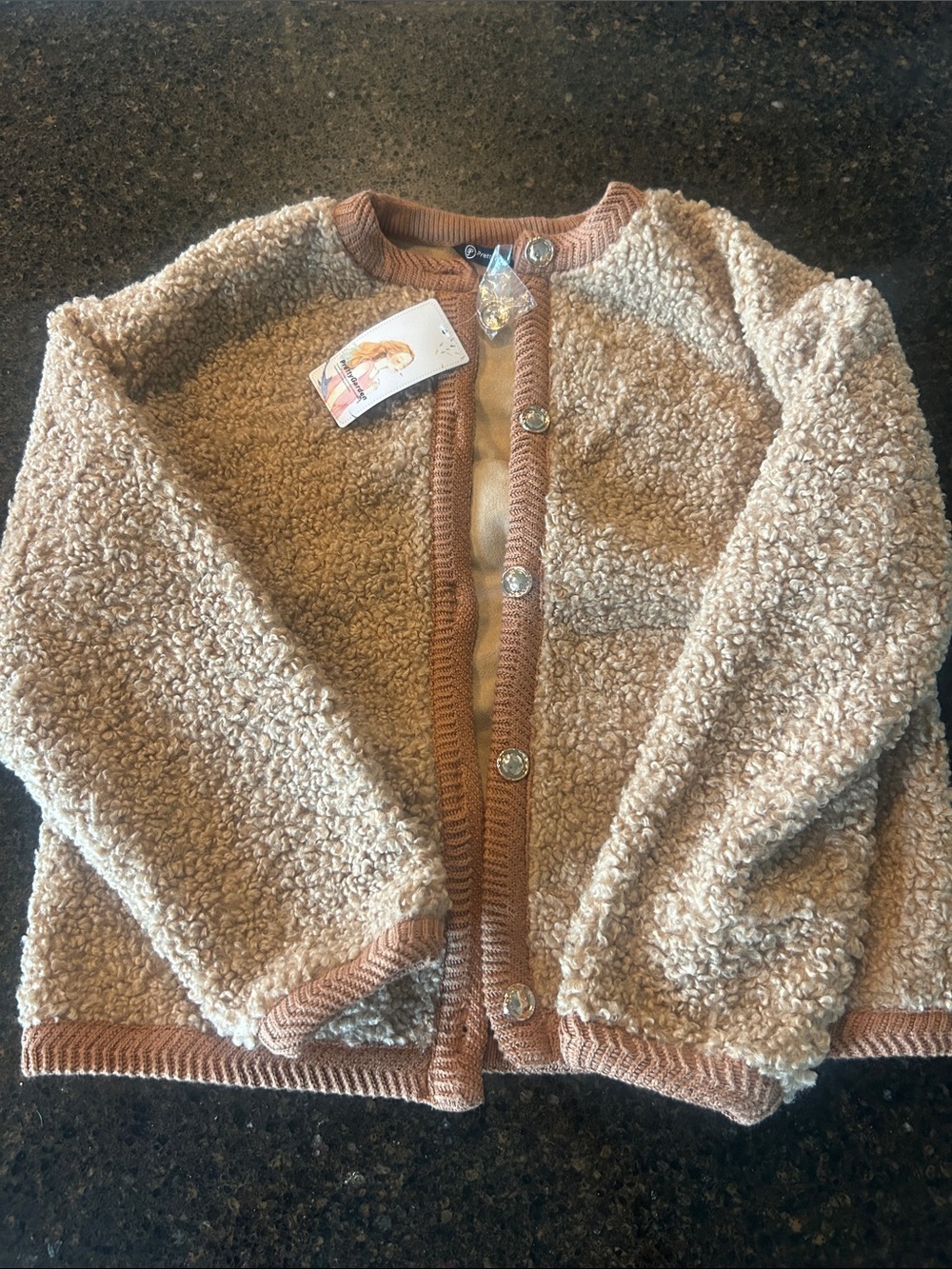 Cozy Tan Sherpa Button-Front Cardigan Jacket